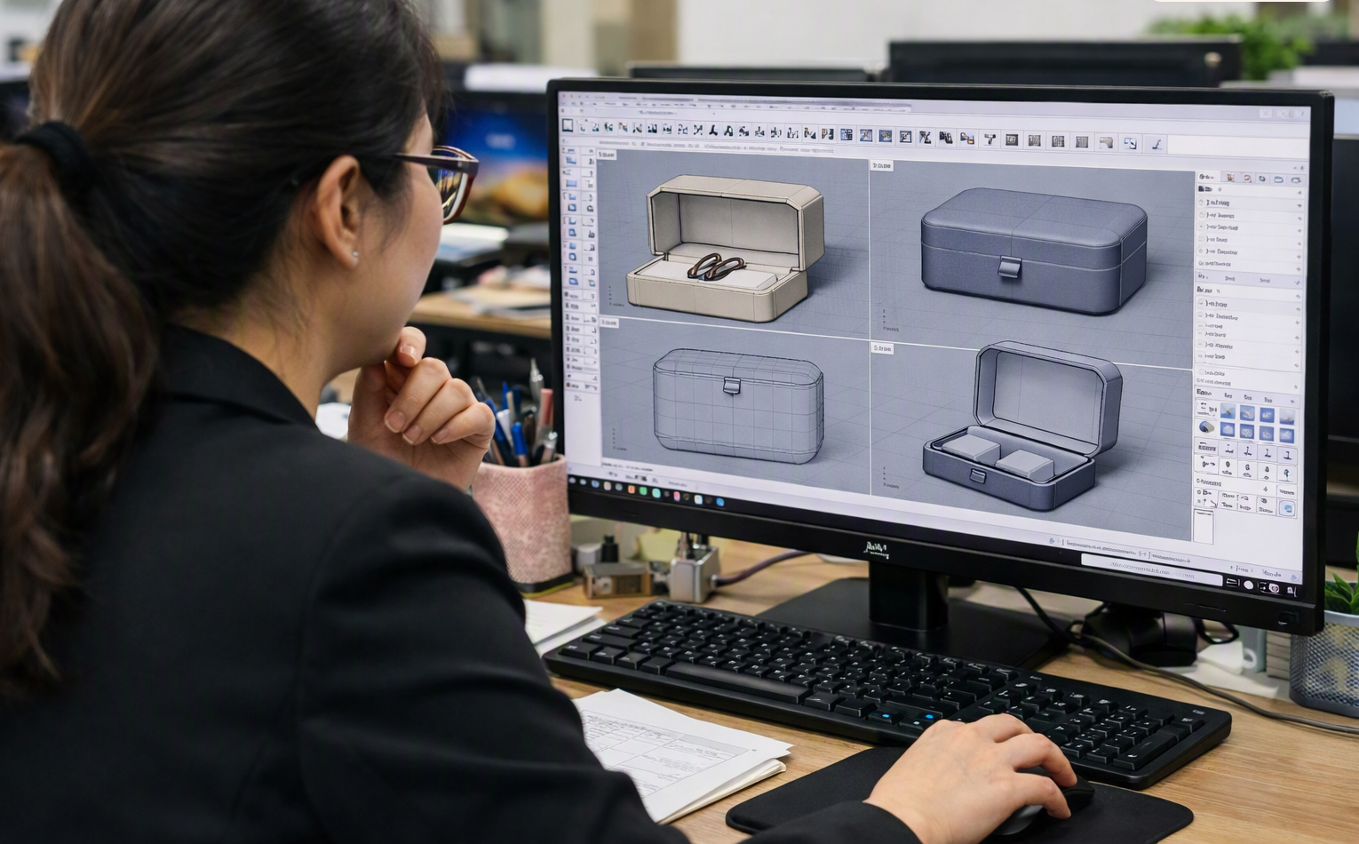 Custom jewelry box design in CAD software
