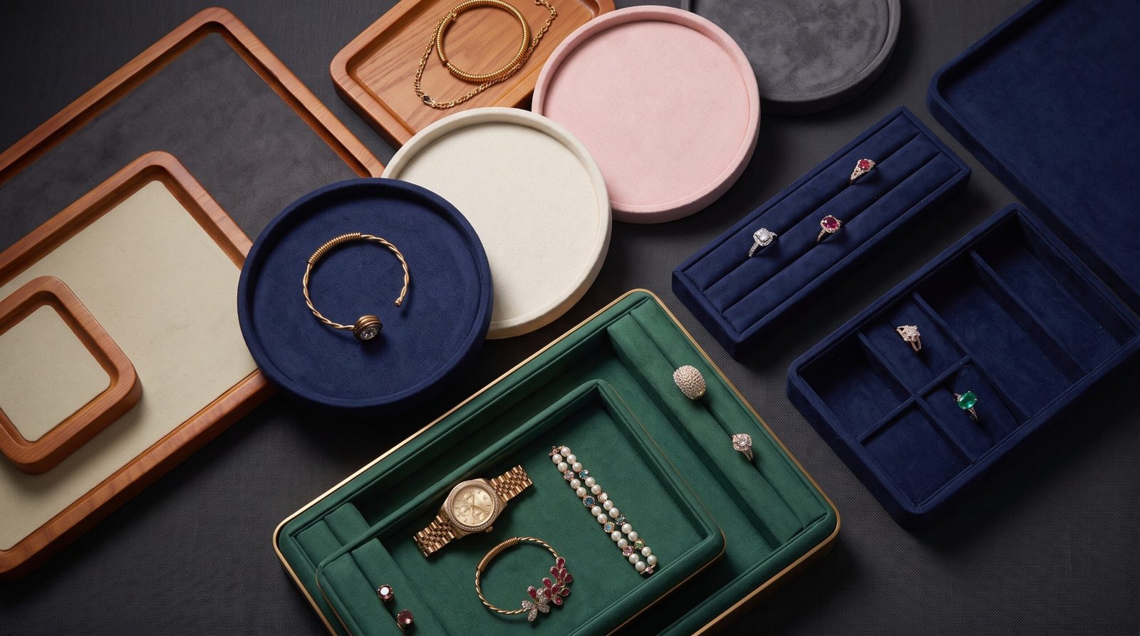 Velvet jewelry display trays